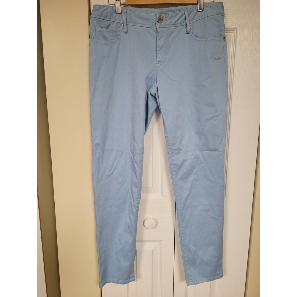 Lilly Pulitzer Skinny Pants Preppy Blue 34X31 Soft Cotton Embroidered Size 12